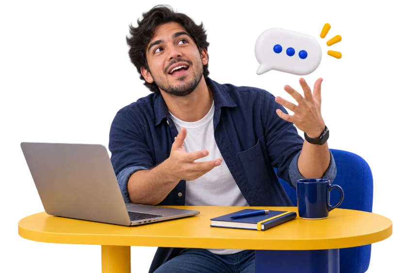 Persona aprendiendo inglés mientras conversa con confianza