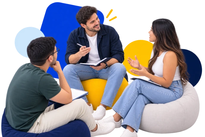 Clases de inglés online en grupos pequeños con profesor y estudiantes practicando speaking