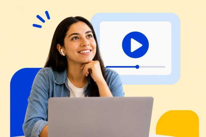Persona viendo un modelo de inglés antes de practicar en clase