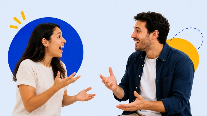 Personas conversando y practicando inglés en el club de conversación