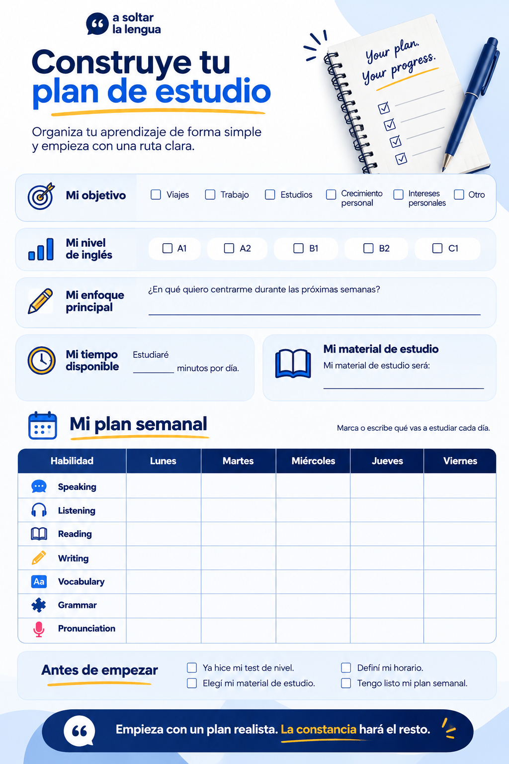 Arma tu plan de estudio
